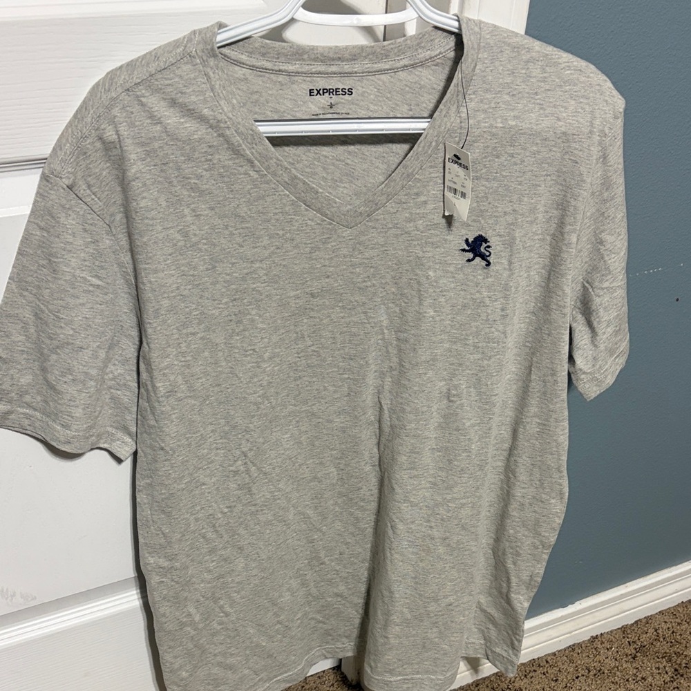 Express Heather Gray Men's V-Neck Tee